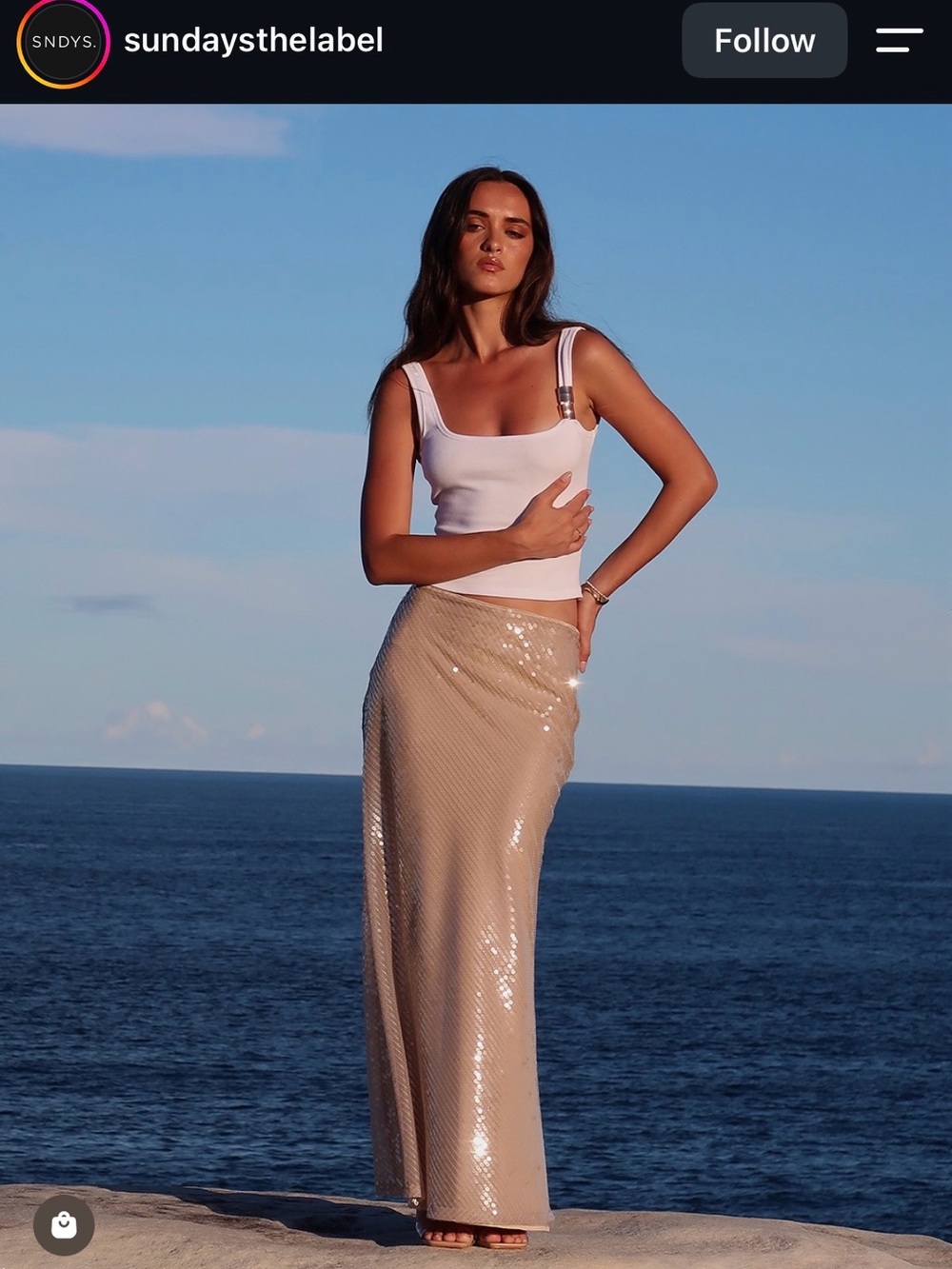 Revolve- Sundaysthelabel Beige Sequin Maxi Skirt
